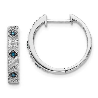 Blue White Diamond Hinged Hoop Earrings 14k White Gold EM5404-BD-010-WA, MPN: EM5404-BD-010-WA, 191…