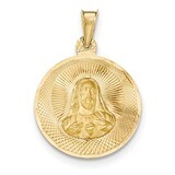 Diamond -cut Sagrado Corazon Circle Pendant 14k Gold Polished K5597, MPN: K5597, 191101455803