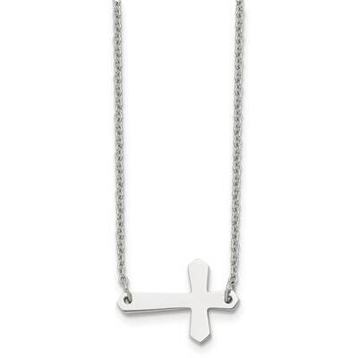 Sideways Cross Necklace Stainless Steel Polished SRN1211-17, MPN: SRN1211-17, 886774750354