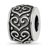 Antiqued Heart Pattern Bead Sterling Silver QRS4057, MPN: QRS4057,