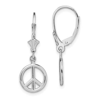 Peace Symbol Leverback Earrings 14k White Gold 3-D TF1799W, MPN: TF1799W, 637218175581