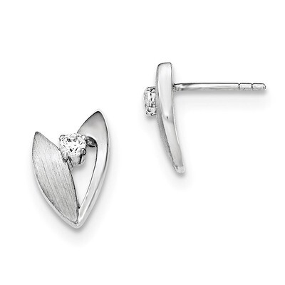 Polished And Brushed CZ Earrings Sterling Silver QE12422