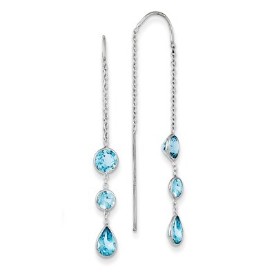 Blue Topaz Dangle U Wire Earrings 14k White Gold YE1048, MPN: YE1048, 191101635236