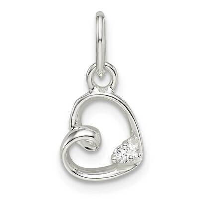 Heart Pendant Sterling Silver Cz Diamond QP5496, MPN: QP5496,