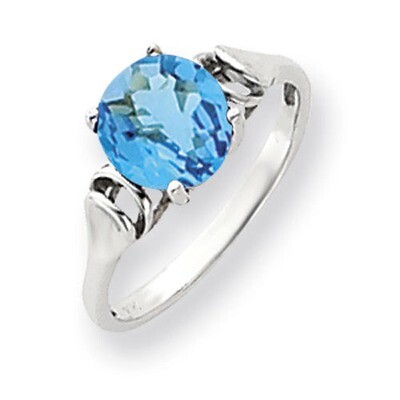 8mm Blue Topaz Checker Ring 14k white Gold Y4723BC, MPN: Y4723BC, 883957607153