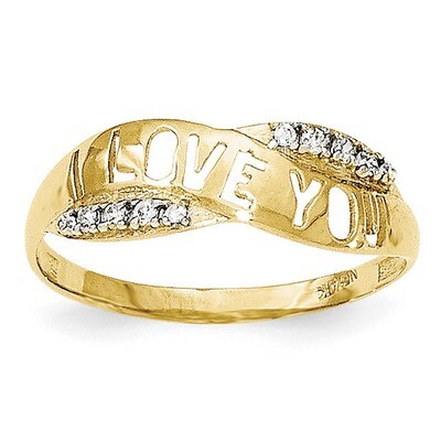 CZ Diamond I Love You Ring 10k Gold with Rhodium 10C1339, MPN: 10C1339, 191101367380