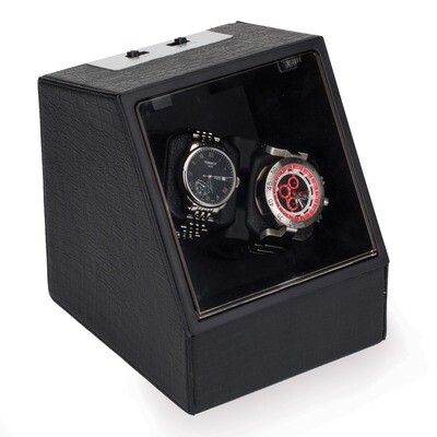 Rotations Black Faux Leather Dual Watch Winder GM18022, MPN: GM18022, 191101878190