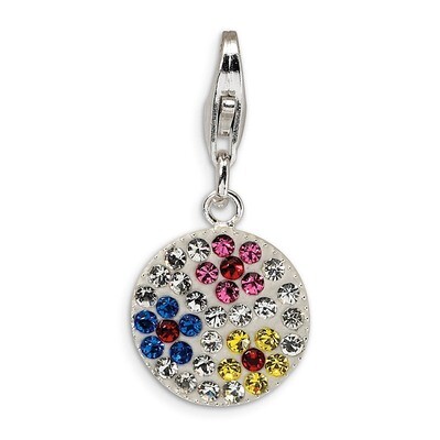 Swarovski Element Flower Disc Charm Sterling Silver QCC395 by Amore La Vita, MPN: QCC395, 883957333…
