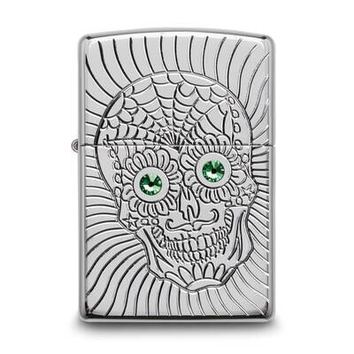 Zippo Armor HP Chrome with Swarovski Crystal Sugar Skull Design Lighter GM25923, MPN: GM25923, 1916…