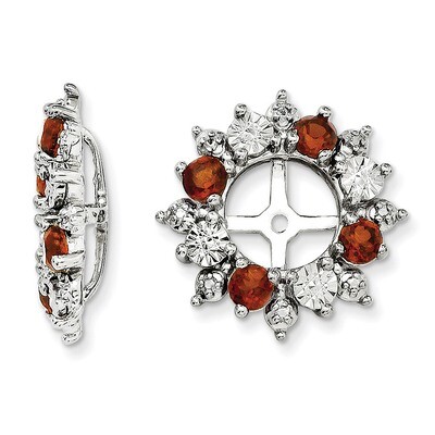 Garnet Earring Jacket Sterling Silver Rhodium QJ120JAN, MPN: QJ120JAN, 191101388163
