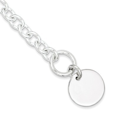 7.5 Inch Circular Disc on Fancy Link Bracelet Engravable Sterling Silver QH303-7.5, MPN: QH303-7.5,…