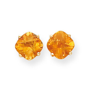 7x7mm Cushion Citrine Checker Earring 14k Gold XE108CC, MPN: XE108CC, 883957090849
