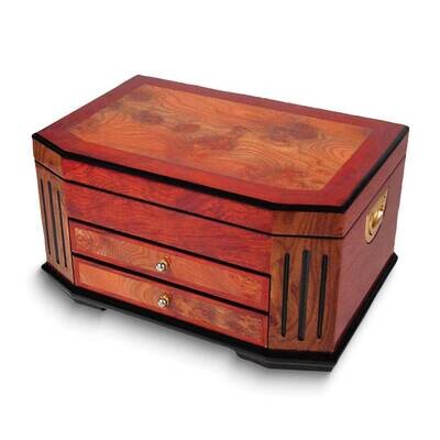 Burlwood Finish Wood 2-Drawer Jewelry Box GM17249, MPN: GM17249, 820036012026
