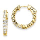 Diamond Round Hoop with Safety Clasp Earrings 14k Gold XE2005AA, MPN: XE2005AA, 191101381133