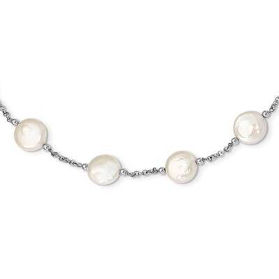 12-13mm White Coin Freshwater Cultured Pearl 13-station Necklace Sterling Silver QH5534-18, MPN: QH…