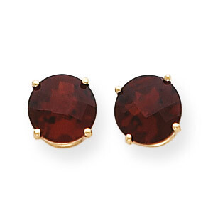 8mm Garnet Checker Post Earrings 14k Gold XE75GC, MPN: XE75GC, 883957098869