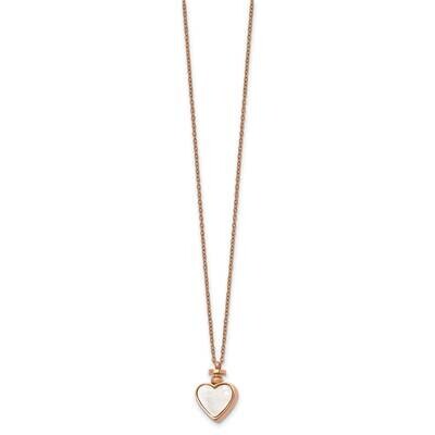 Rose Ip with Mop &amp; Black Agate Reversible Heart Neckl Stainless Steel Polished SRN2742-16.25 by Chi…