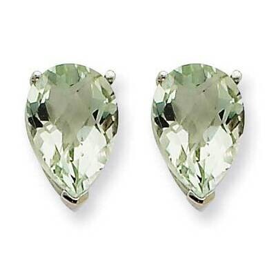 10x7 Pear Checker-Cut Green Quartz Earrings 14k White Gold XE83WCG, MPN: XE83WCG, 883957104911