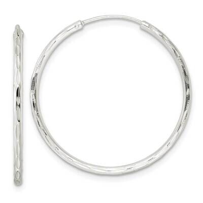 Diamond-Cut 1.5x30mm Endless Tube Hoop Earrings Sterling Silver QE15810, MPN: QE15810, 196904152430