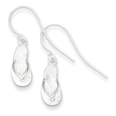 Textured Sandal Dangle Earrings Sterling Silver Polished QE6957, MPN: QE6957, 723252716412