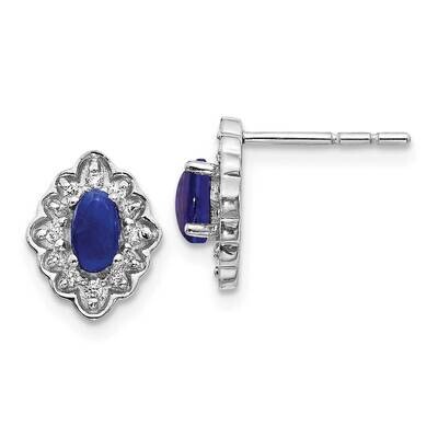 Cabochon Sapphire Earrings 14k White Gold Diamond EM4033-SA-020-WA, MPN: EM4033-SA-020-WA, 19110183…