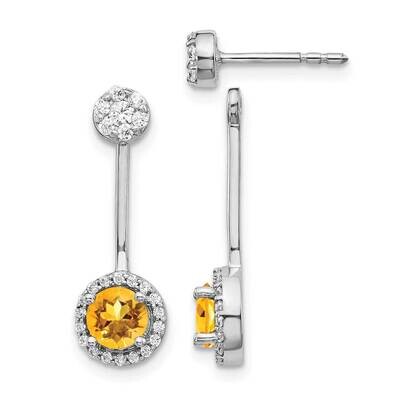 Citrine Earrings 14k White Gold Diamond EM4210-CI-033-WA, MPN: EM4210-CI-033-WA, 191101838200