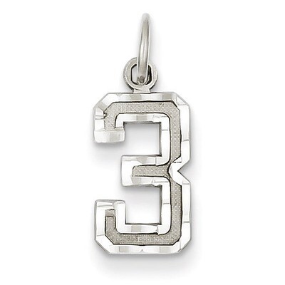 Casted Small Diamond Cut Number 3 Charm 14k White Gold WSN03, MPN: WSN03, 886774121314