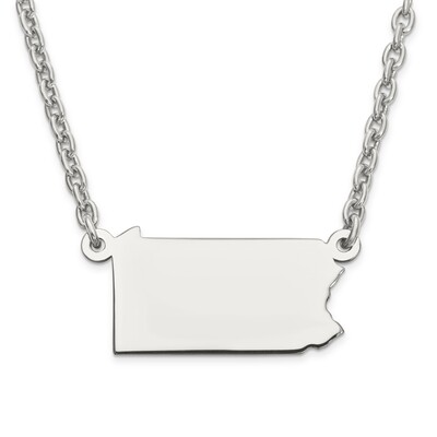 Pennsylvania State Pendant Necklace with Chain 14k White Gold Engravable XNA706W-PA, MPN: XNA706W-P…