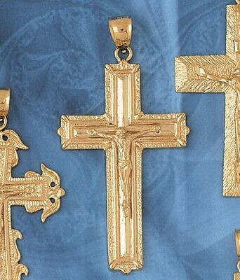 Dazzlers Jewelry Jesus Christ on Cross Pendant Necklace Charm Bracelet in Yellow, White or Rose Gol…