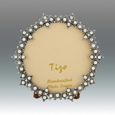 Tizo White Pearls 3 Inch Round Jeweltone Picture Frame, MPN: RS116003,