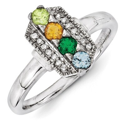 4 Birthstones Family Jewelry Diamond Semi-Set Ring 14k White Gold XMRW50/4, MPN: XMRW50/4, 88395738…