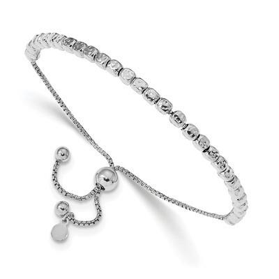 Leslie&#39;s Textured Beaded Bolo Adj. Bracelet Sterling Silver Rhodium-plated HB-QLF1066, MPN: QLF1066…