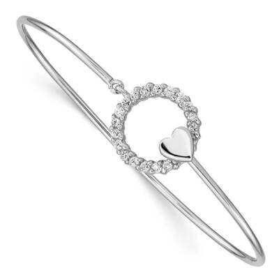 Hoop &amp; Heart Bangle Sterling Silver Rhodium-plated CZ Diamond QB1237, MPN: QB1237, 886774109046