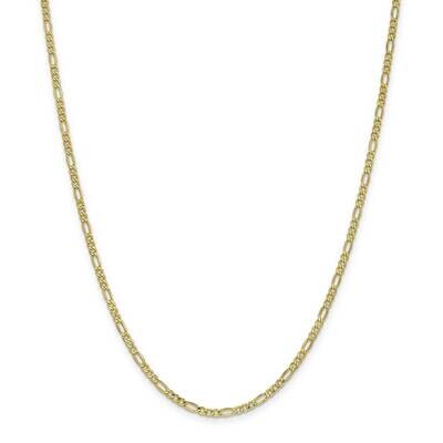 2.5mm Semi-Solid Figaro Chain 26 Inch 10k Gold 10BC120-26, MPN: 10BC120-26, 191101730900