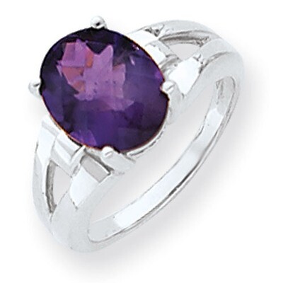 Amethyst Checker Ring 14k white Gold 11x9mm Oval Y4547AC, MPN: Y4547AC, 883957441832