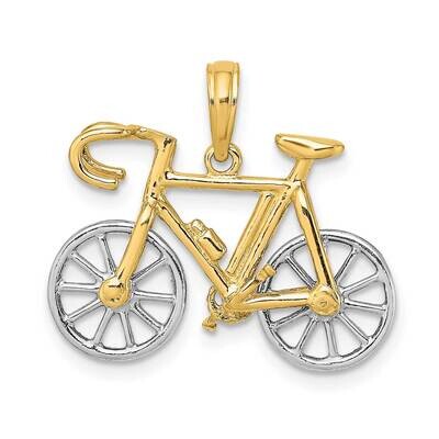 3-D Ten Speed Bicycle Charm 14k Gold Rhodium K9161, MPN: K9161, 637218062218