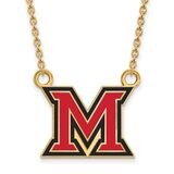 Miami University Large Enamel Pendant with Chain Necklace Gold-plated Silver GP033MU-18, MPN: GP033…