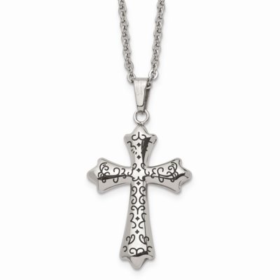 Black IP-plated Cross Pendant Necklace Stainless Steel SRN870-20 by Chisel, MPN: SRN870-20, 8867749…