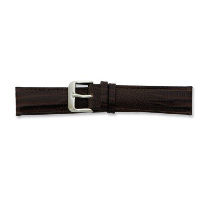 19mm Brown Teju Lizzard Grain Leather Buckle Watch Band 7.5 Inch Gold-tone BA201-19, MPN: BA201-19,…