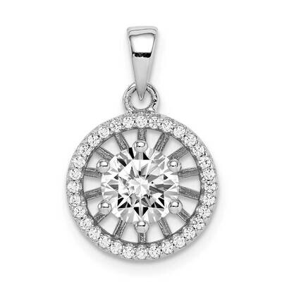 6mm Center CZ Diamond Circle Pendant Sterling Silver Rhodium-plated QP5064, MPN: QP5064, 8839579858…