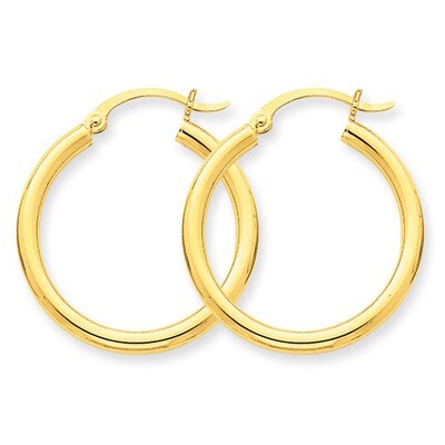 2.5mm Lightweight Round Hoop Earrings 14k Gold Polished T932L, MPN: T932L, 883957287768