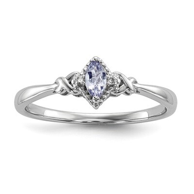 Diamond and Tanzanite Ring Sterling Silver Rhodium QR6789TZ, MPN: QR6789TZ, 883957044798