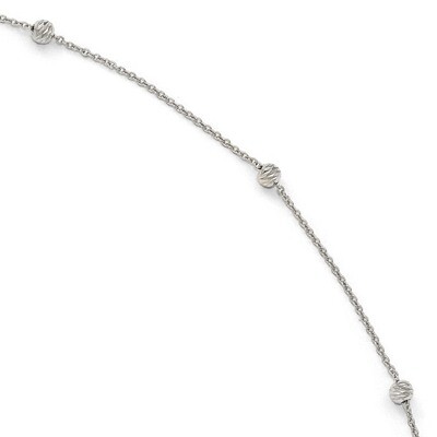 Leslie&#39;s Diamond-ctu Beaded with 1 inch Extender Anklet 10 Inch 14K White Gold HB-LF568-10, MPN: LF…