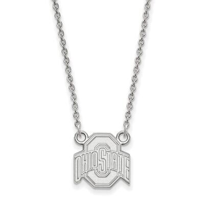Ohio State University Small Pendant with Chain Necklace 10k White Gold 1W015OSU-18, MPN: 1W015OSU-1…