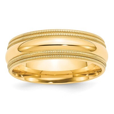 7mm Double Milgrain Comfort Fit Band 14k Yellow Gold DMC070 Engravable, MPN: DMC070, 886774477695