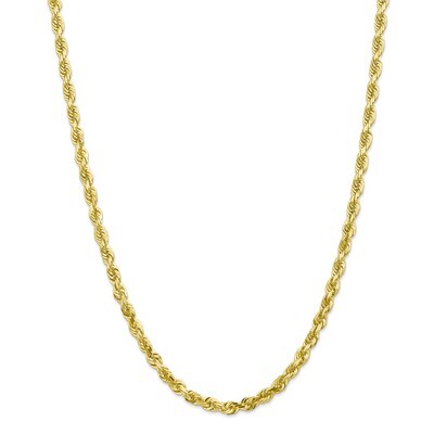 20 Inch 5.0mm Diamond -cut Quadruple Rope Chain 10k Gold 10QT040-20, MPN: 10QT040-20, 191101600821