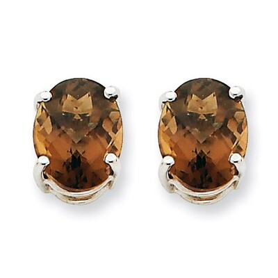 10x8 Oval Smokey Quartz Earrings 14k White Gold XE90WCQ, MPN: XE90WCQ, 883957109022