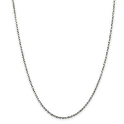 1.85mm Diamond-Cut Rope Chain 42 Inch Sterling Silver QDC030-42, MPN: QDC030-42,