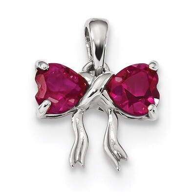 Created Ruby Bow Pendant 14k white Gold Polished XBS568, MPN: XBS568, 883957173863