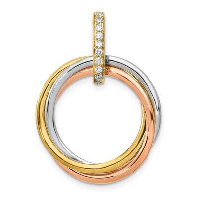 1/10Ct. Diamond Intertwined Circles Pendant 14k Tri-color Gold PM4716-010-YWRA, MPN: PM4716-010-YWR…